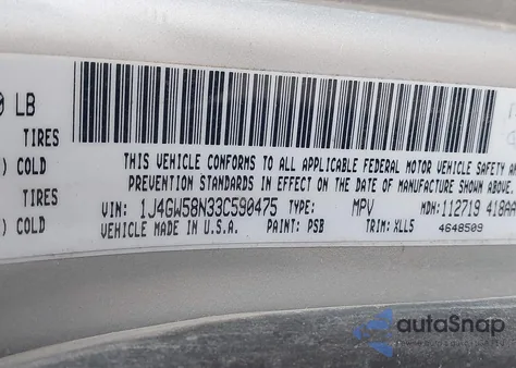 2003 Jeep Grand Cherokee Limited z USA, uszkodzony, nr VIN 1J4GW58N33C590475